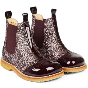 Angulus Chelsea Boots Bordeaux/Bordeaux Glitter/Elastic