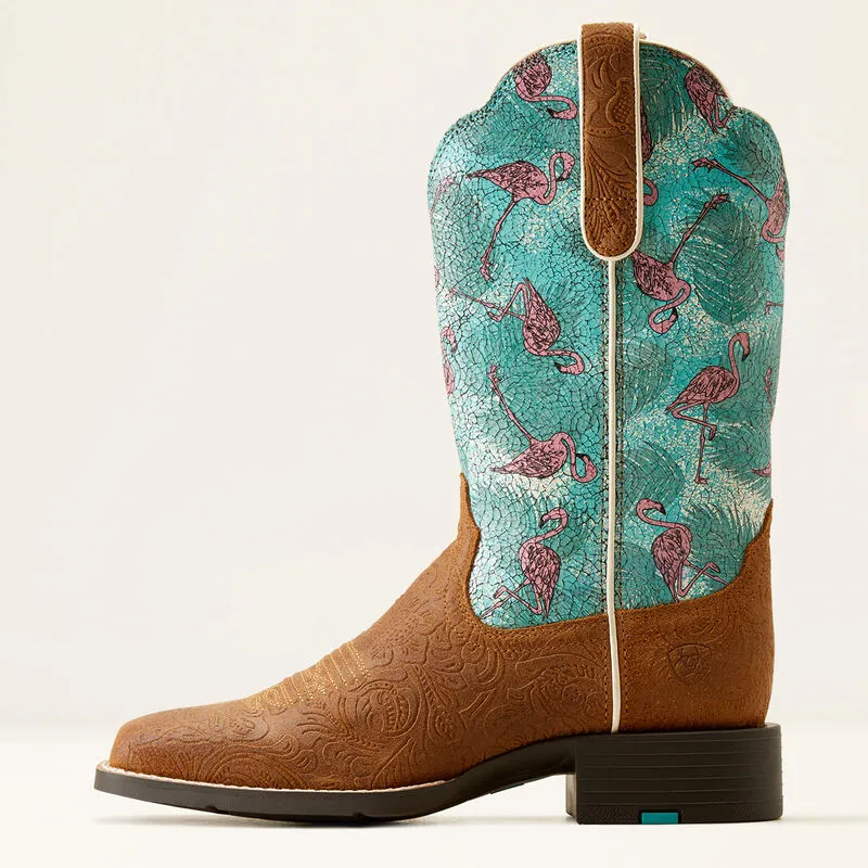 Ariat Women's Round Up Flamingo Western Boots