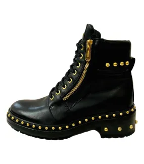 Balmain Leather Studded Ankle Boots. Size 38