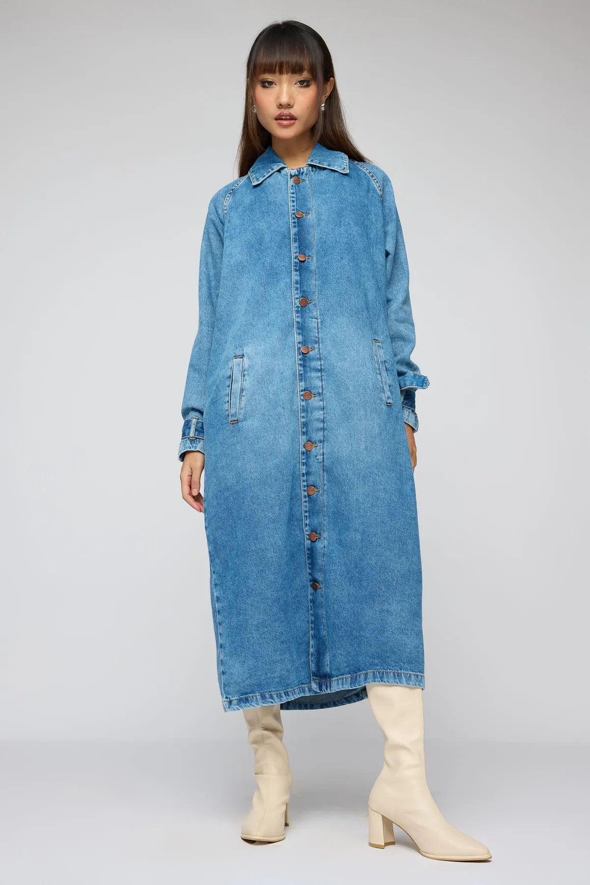 Basic Blue Denim Trenchcoat