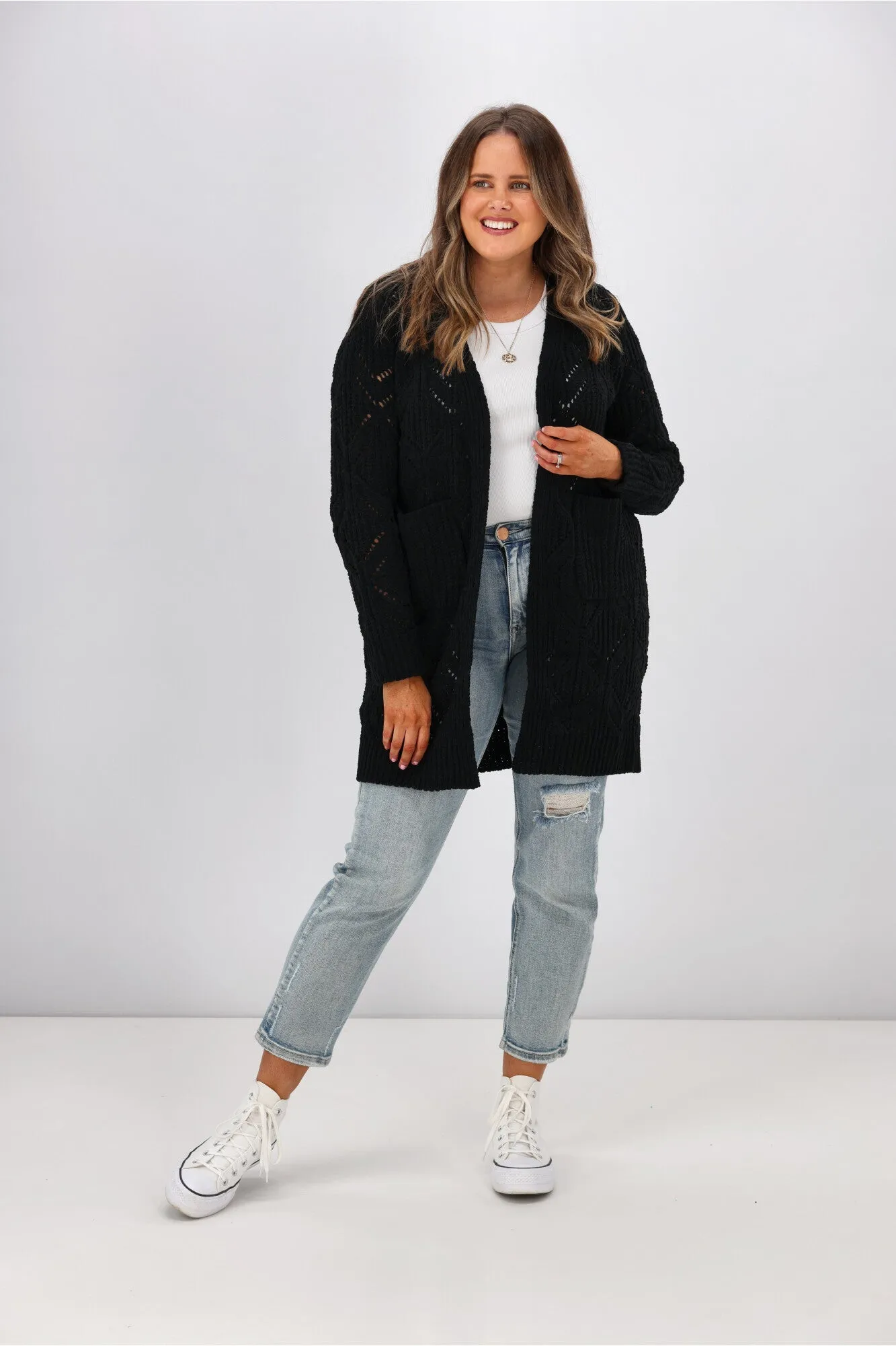 Boho Australia Fia Cable Cardigan Black