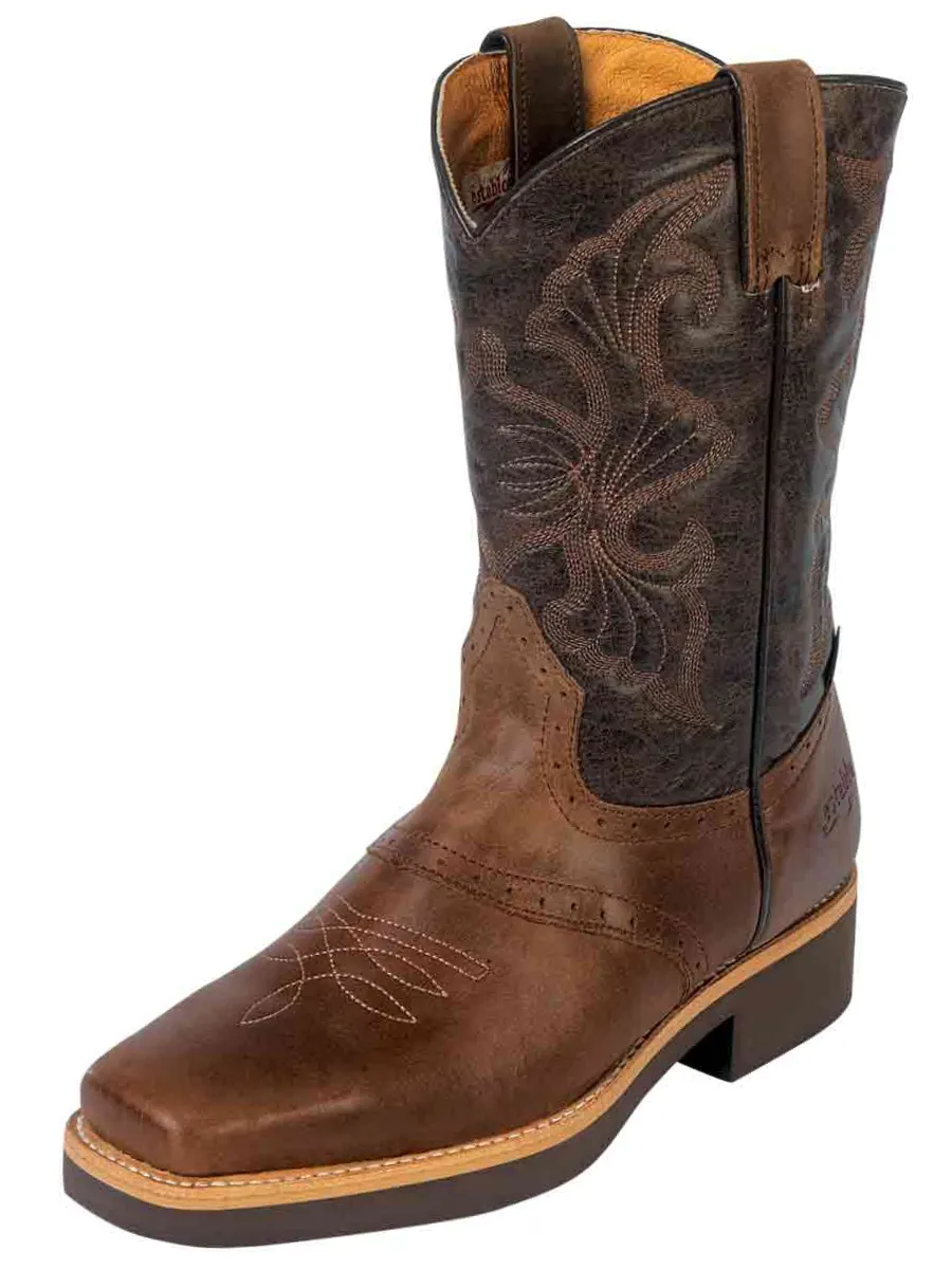 Botas de Trabajo Rodeo de Tubo Pull-On con Punta Suave de Piel Genuina para Hombre 'Establo' - ID: 33557