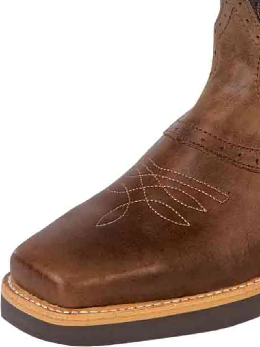 Botas de Trabajo Rodeo de Tubo Pull-On con Punta Suave de Piel Genuina para Hombre 'Establo' - ID: 33557