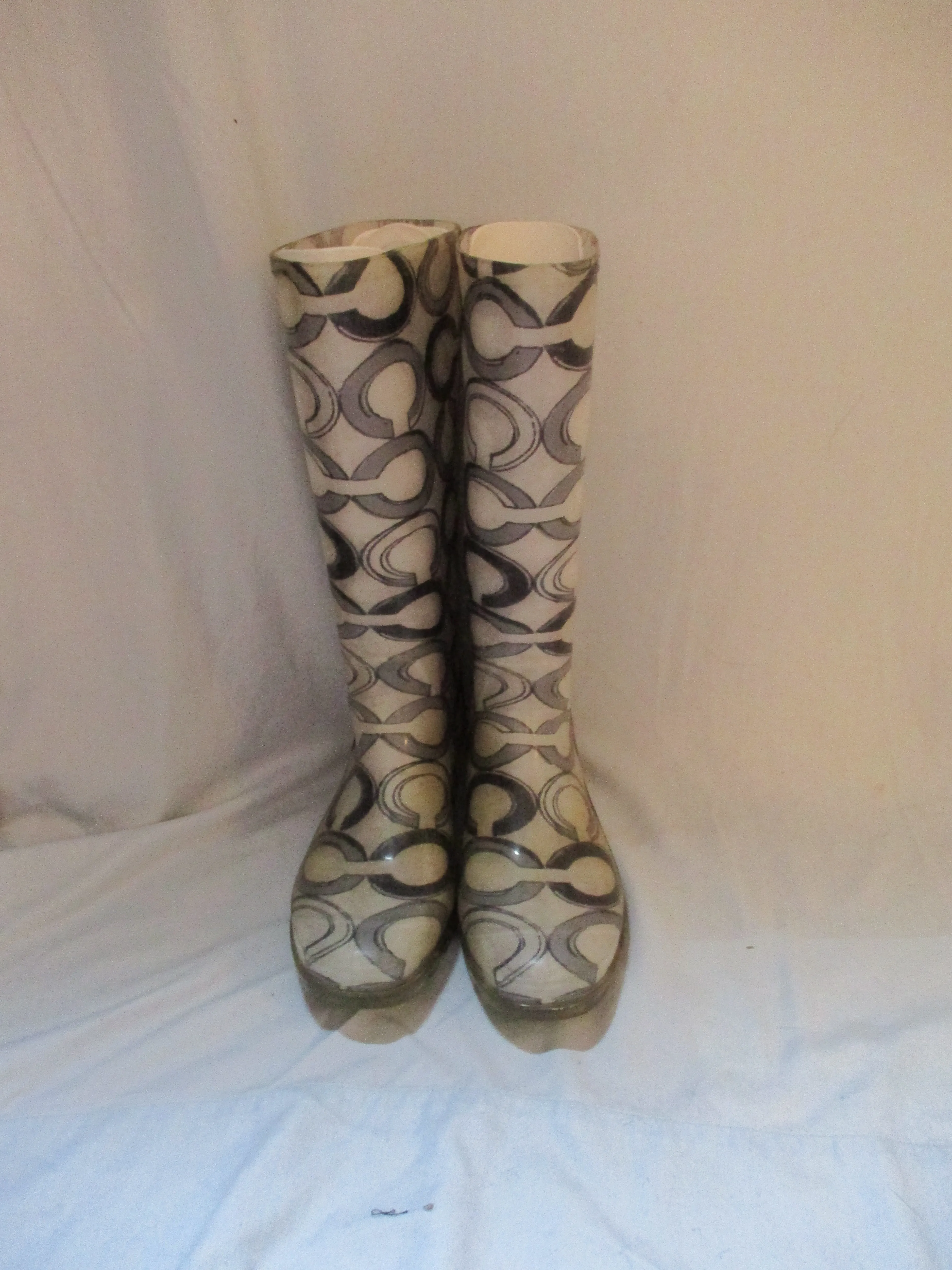 COACH Signature C Gumboots Wellies Rain Boots Rainboots GRAY Jacquard 8