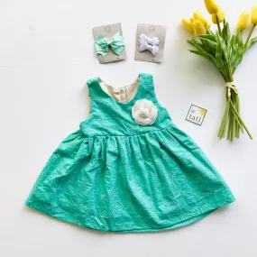 Iris Dress in Jade Floral Eyelet