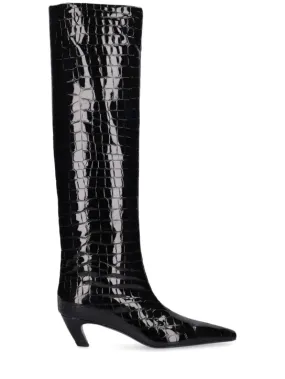 Khaite   50mm Davis patent leather tall boots 