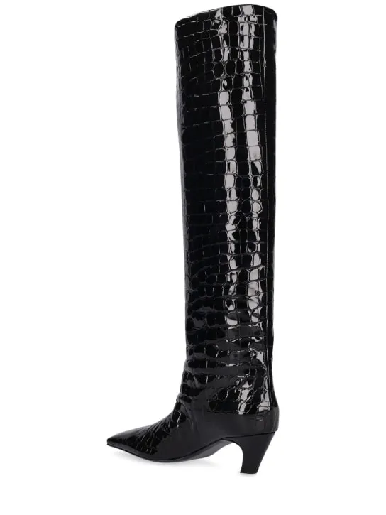 Khaite   50mm Davis patent leather tall boots 