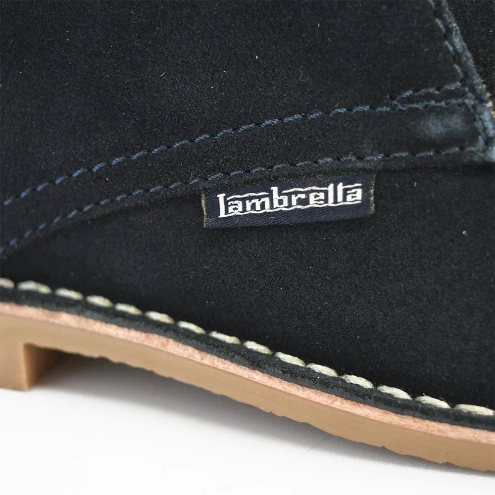 Lambretta Mens Suede Desert Boots Classic Laced Navy