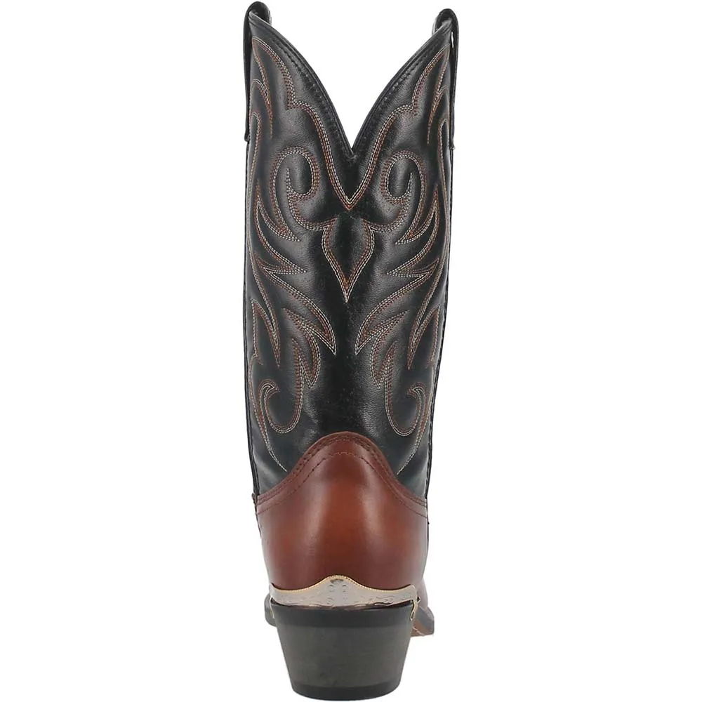 Laredo Peanut & Black Distressed Leather Western Cowboy Boots - Stylish, Durable & Comfortable Footwear