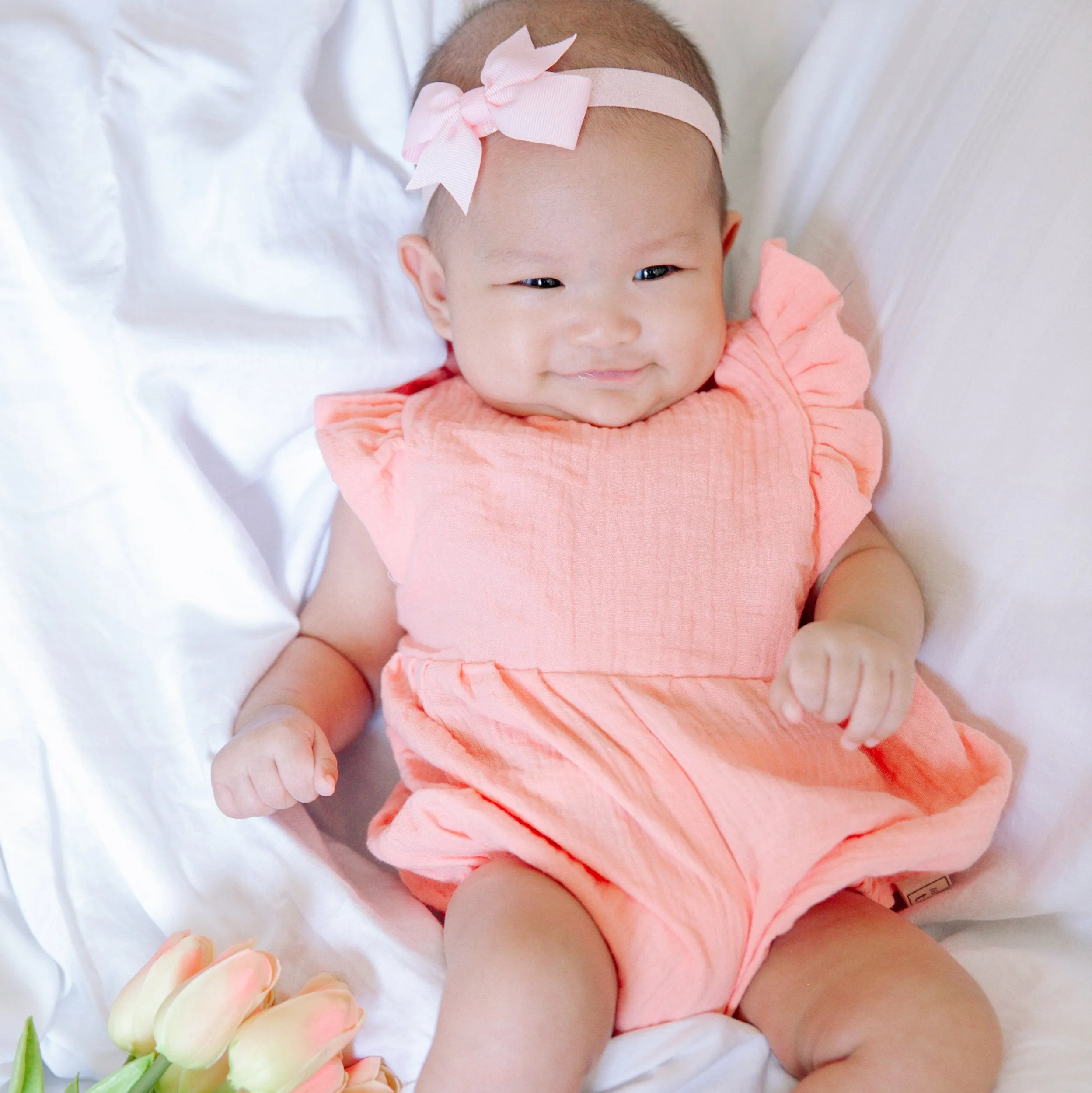 Orchid Playsuit - Ruffle Sleeves in White Daisy Eyelet