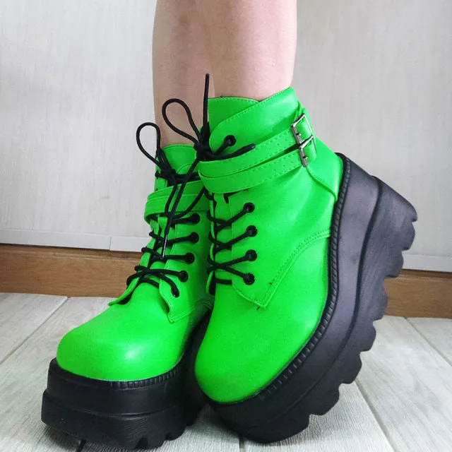 Purpdrank - Brand Design Big sizes 43 Platform High Heels Cosplay Fashionable Autumn Winter Wedges Shoes Ankle Boots Women