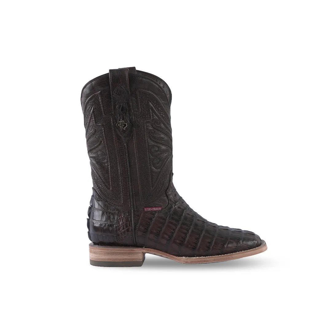 Texas Country Exotic Boot Cola Belly Caiman Tabaco Square Toe LM10